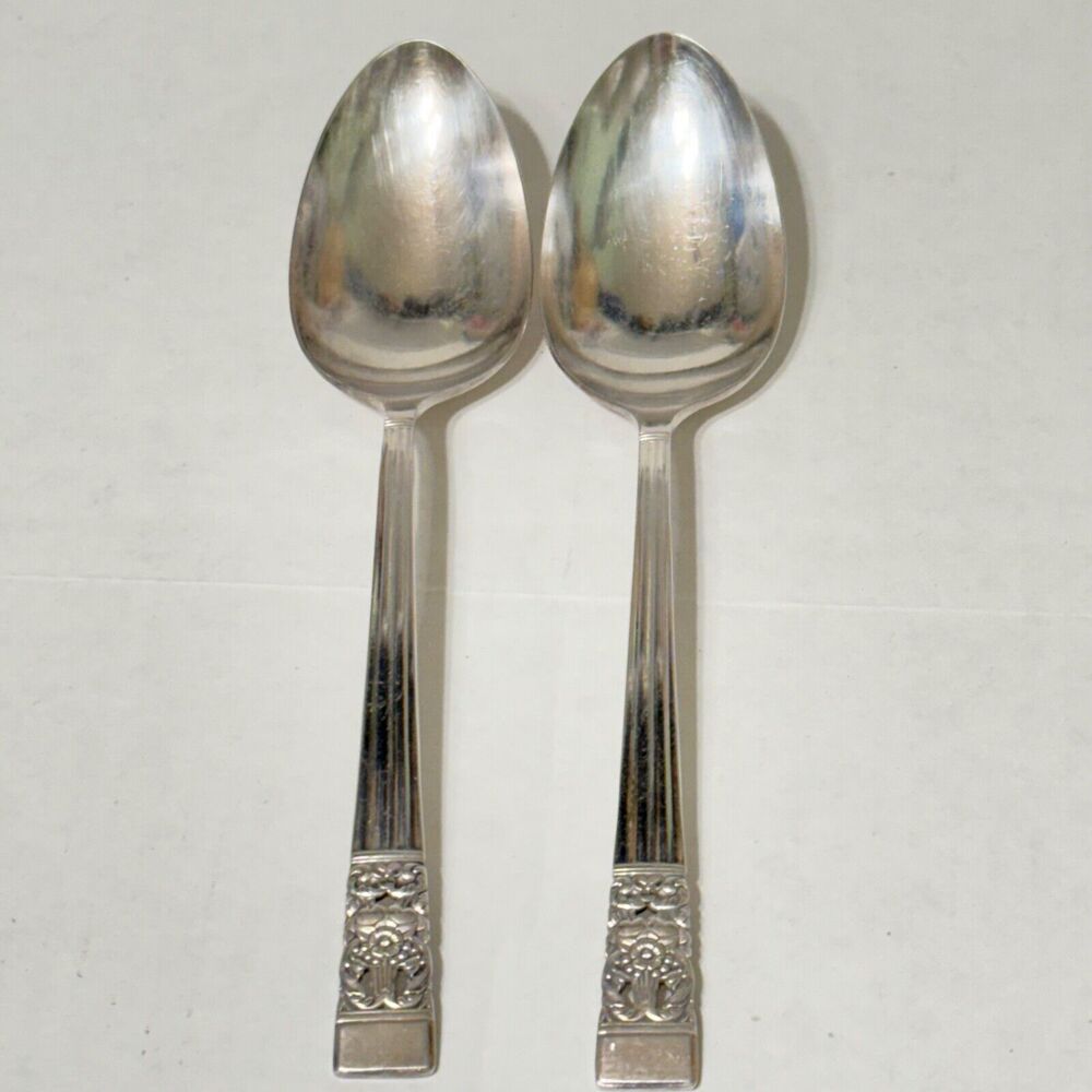 2 Oneida Community CORONATION 8-1/4" Serving Spoons Silverplate